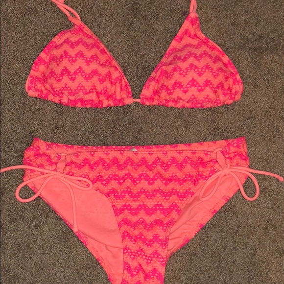 pink and orange bathing suit